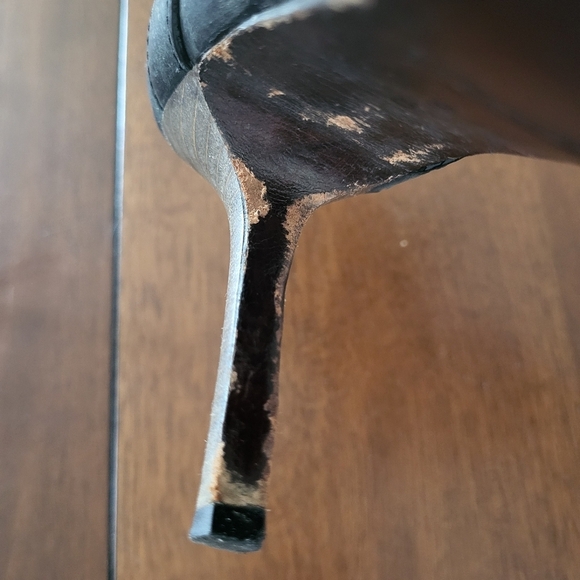 Coach Tessie Black Leather Ankle Moto High Heel Buckle Boots Booties Siz… - Picture 8 of 16